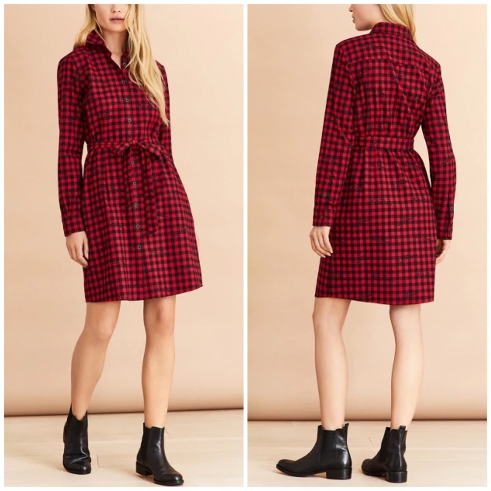NWOT Brooks Brothers Red Fleece Plaid Shirt Dress